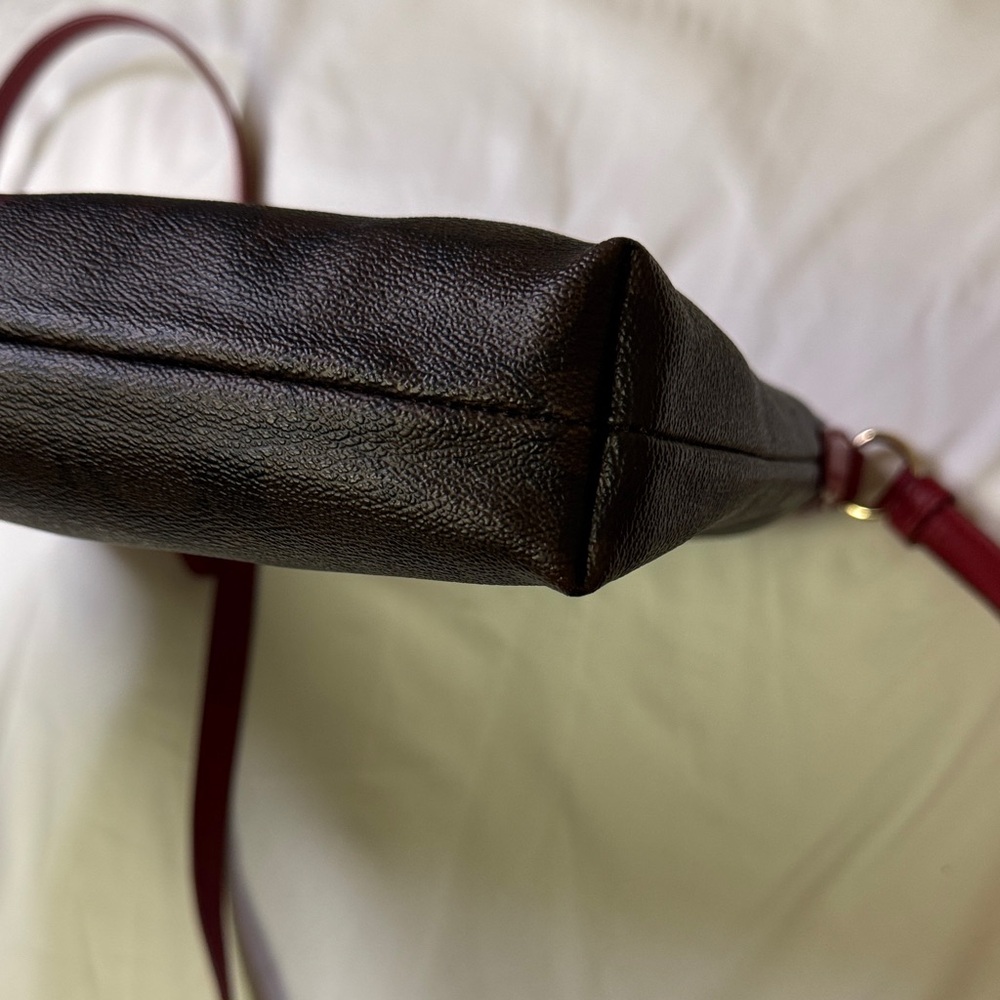 Coach Signature Monogram Crossbody Bag and Wallet Set Brown Red Stripe‎ - Picture 5 of 13
